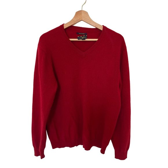 Club Room Red Long Sleeve 2 Ply 100% Cashmere Sweater V-Neck Men's Size Medium M